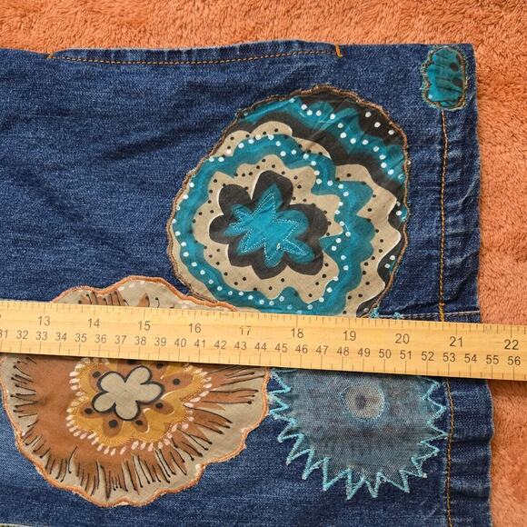 Vintage 90s Y2K Womens Floral Embroidered Denim Jacket Size Medium Boho Cottage - Picture 11 of 11